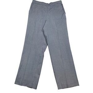 Alfred Dunner Womens 8 Blue Houndstooth PullOn Straight Leg Dress Pants Trousers